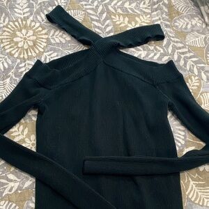 Lulu's Charcoal Ribbed Knit Sweater